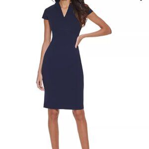 Calvin Klein V-Neck Cap Sleeve Sheath Dress